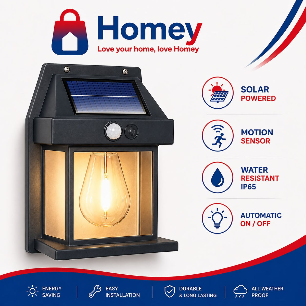 Solar Wall Bulb Lamp Outdoor